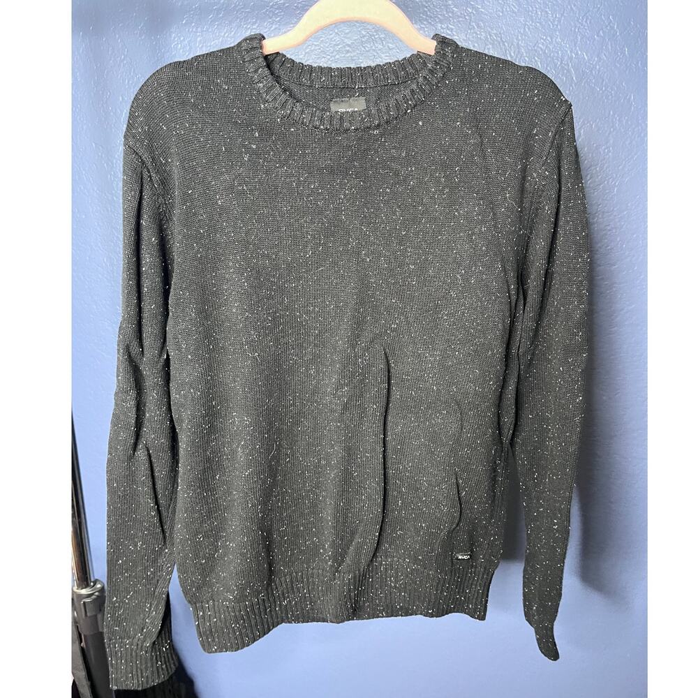 RVCA Men's Neps Crewneck Sweater black knit ribbed small regular fit like new - Picture 2 of 4